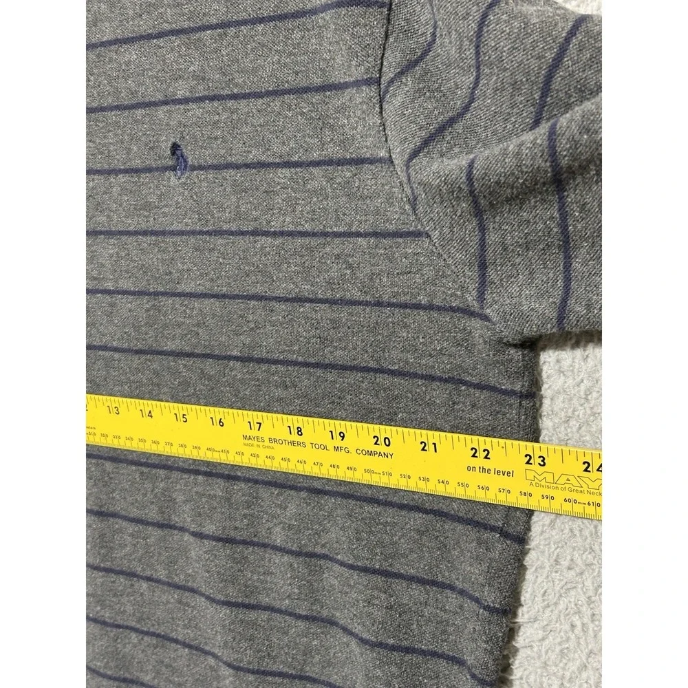 Vintage Polo Ralph Lauren Mens L Gray Striped Long Sleeve Polo Shirt